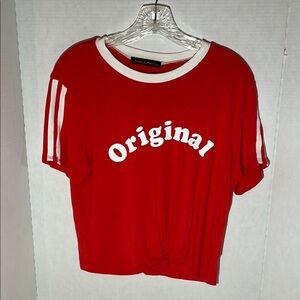 Red Crop Tee with White Accents